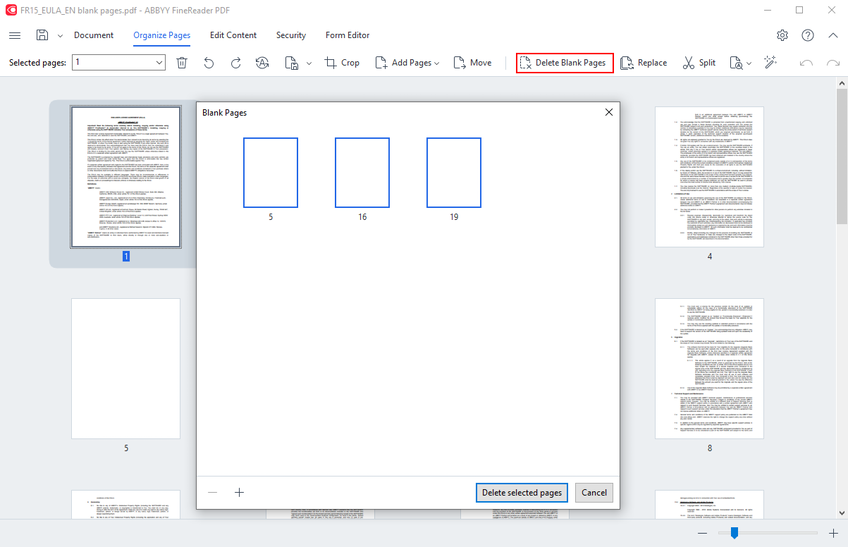 Delete Blank Pages from PDF tool